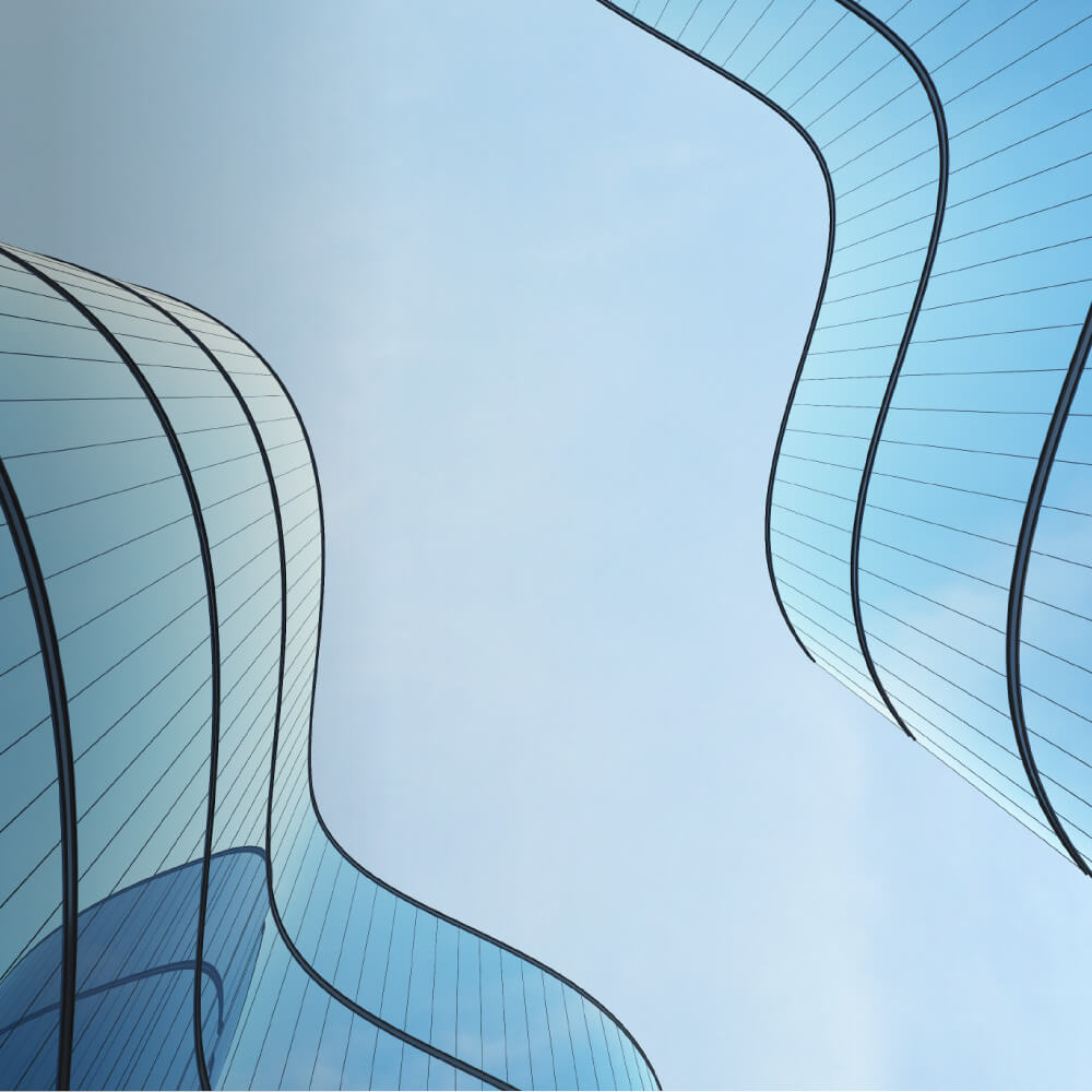 An expansive view of the sky, taken from a buildings base