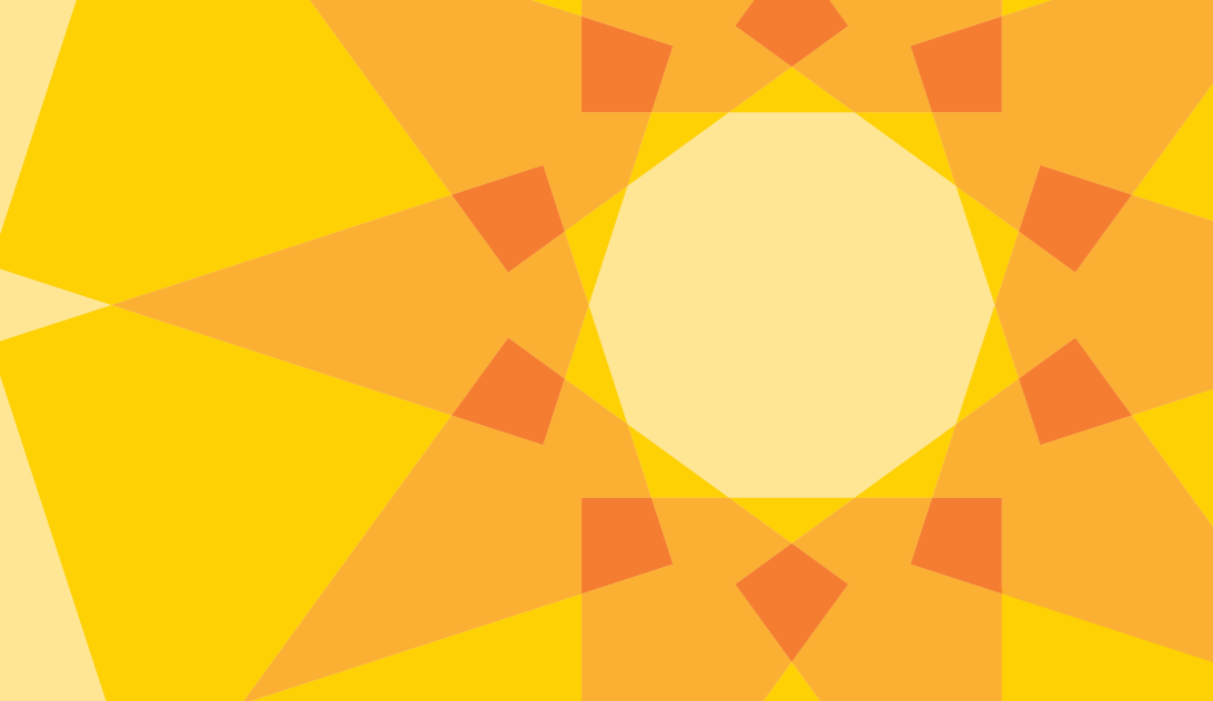 Graphic art of different shapes creating a sun